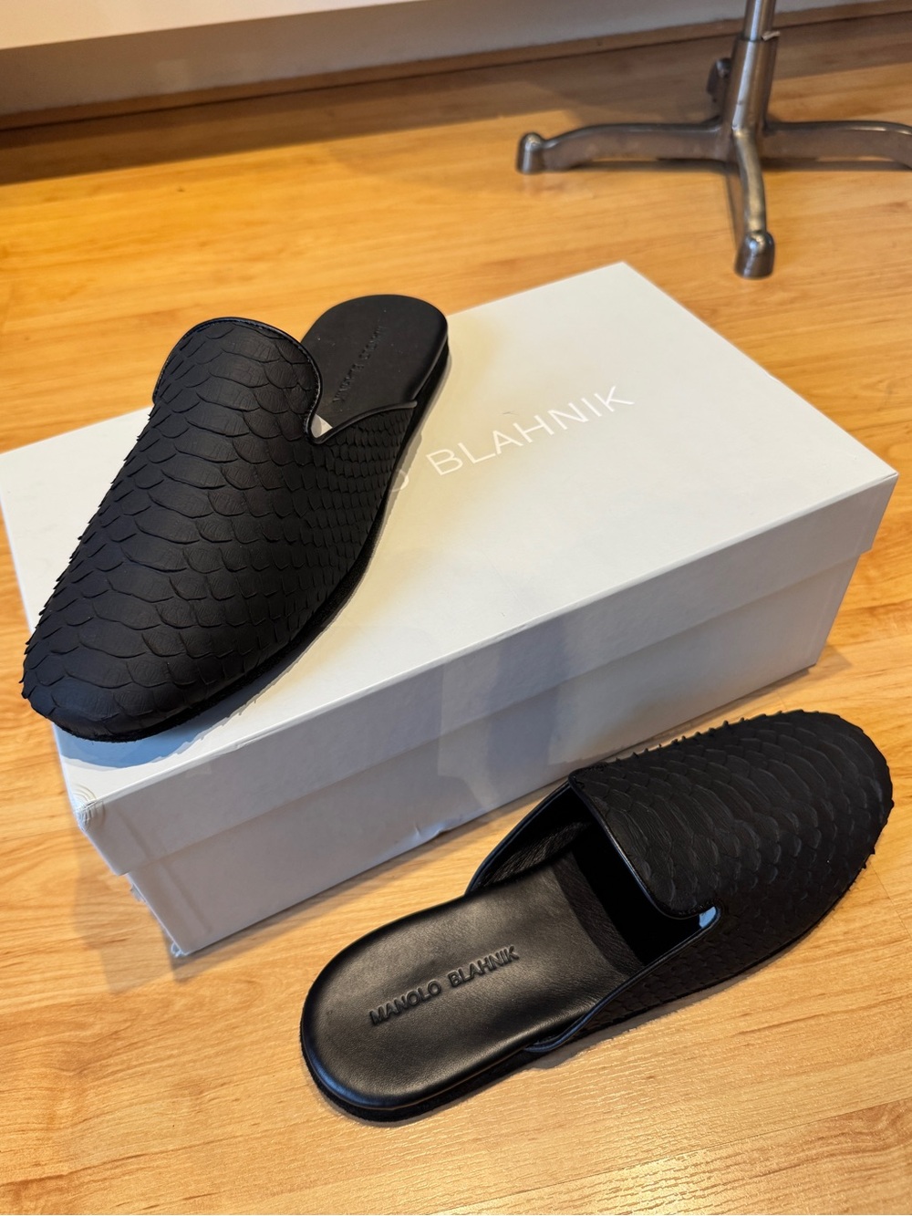 Manolo Blahnik Men’s Black Python Slipper